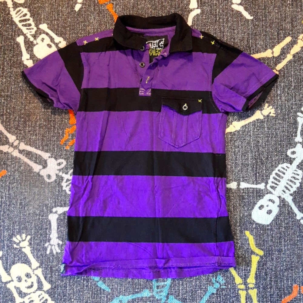 Electric Zombie Polo Shirt Purple and Black Sz Small